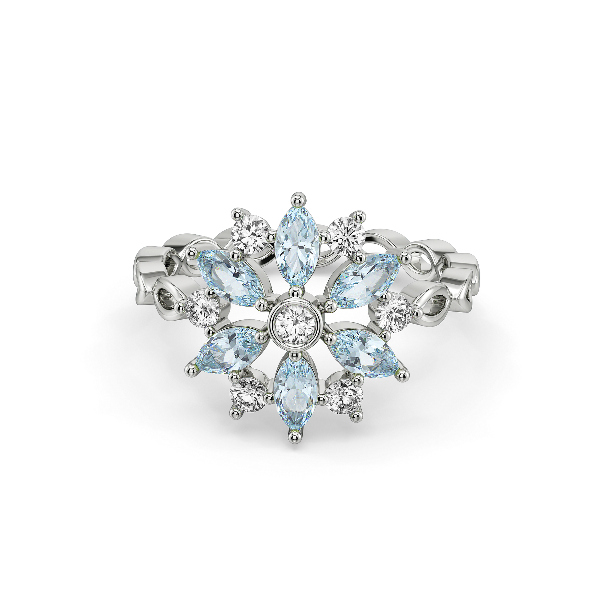 Frosted Flare Fashion Ring-925 Sterling Silver Lab Grown Diamond Ring