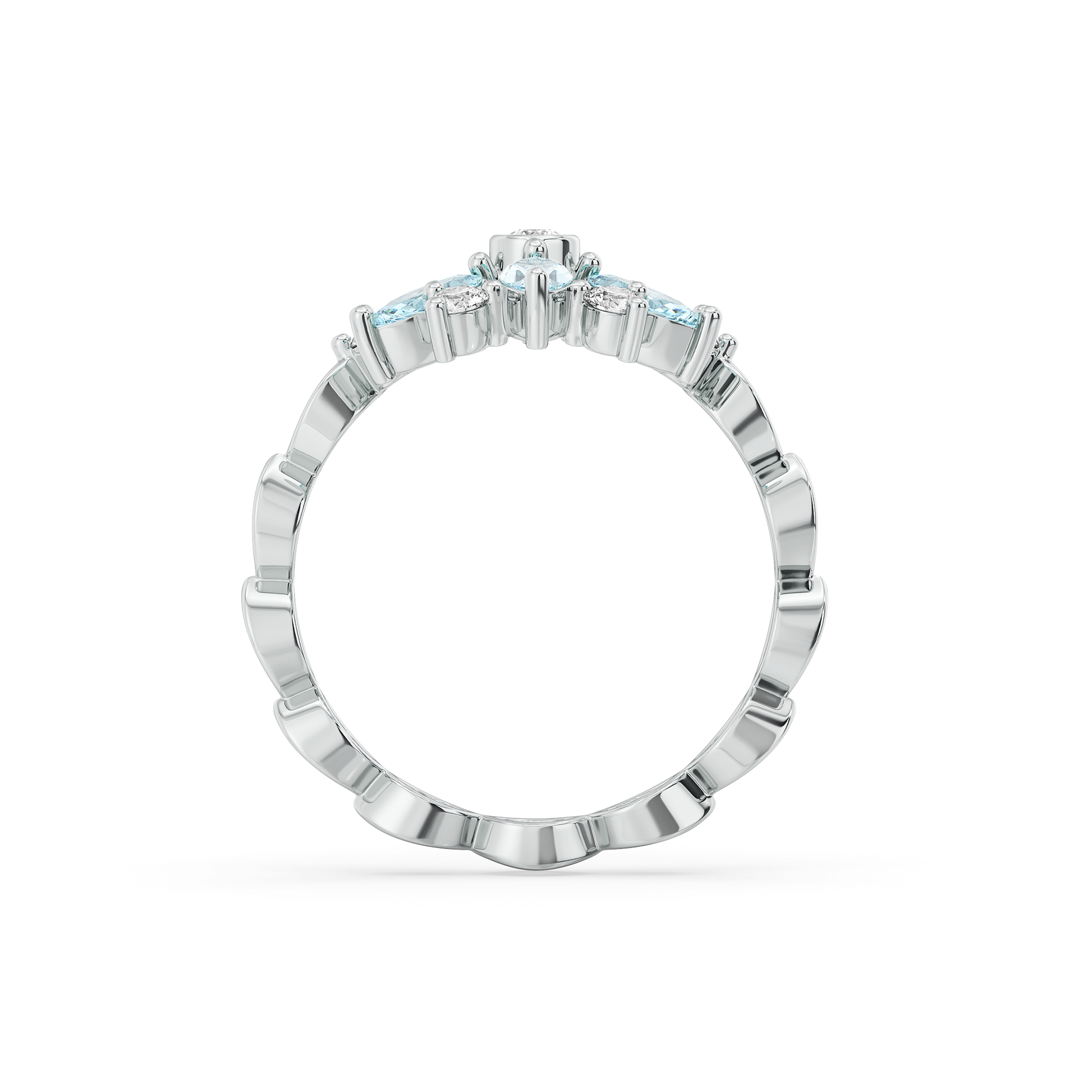 Frosted Flare Fashion Ring-925 Sterling Silver Lab Grown Diamond Ring