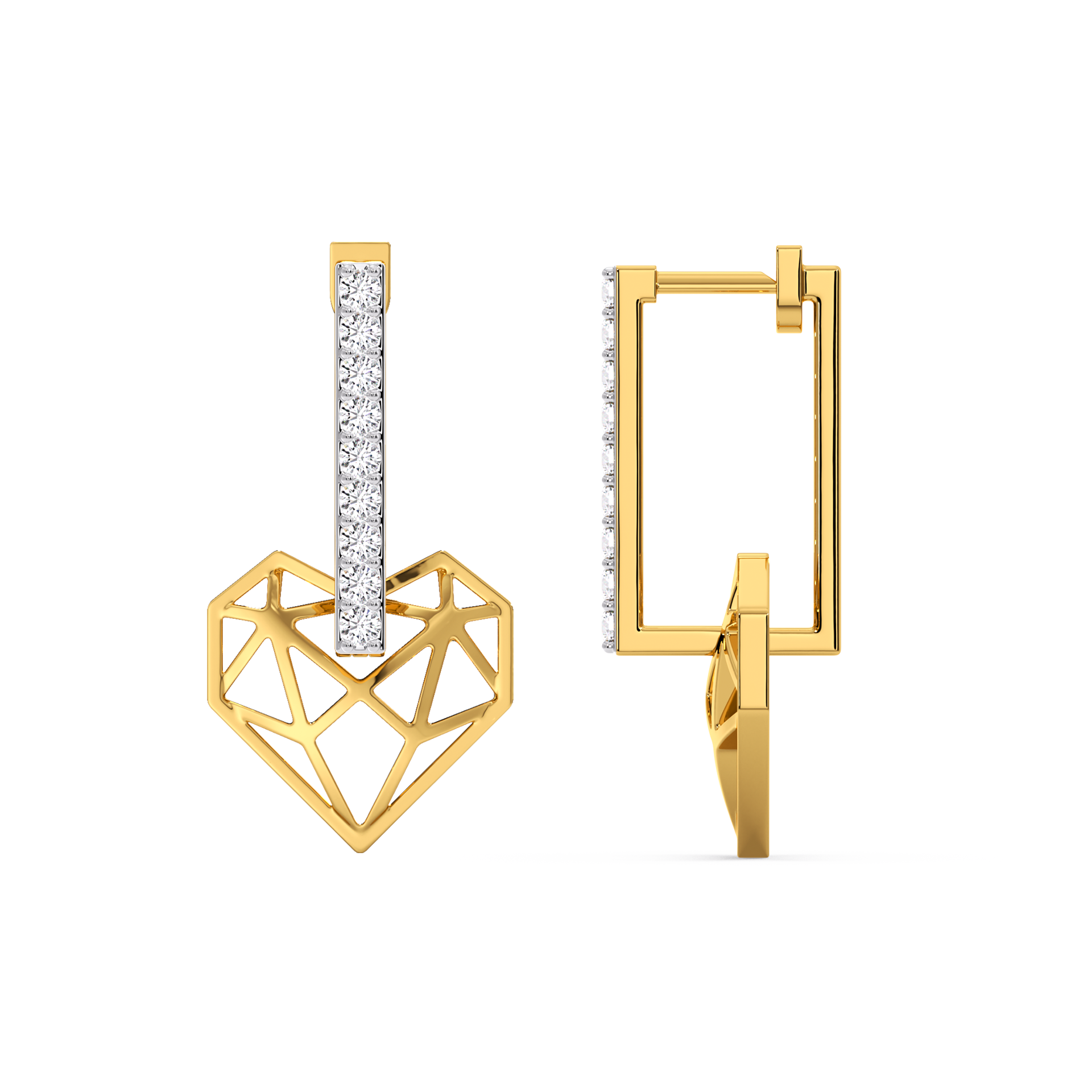 Heart Huggies - 18kt Gold Vermeil Lab Grown Diamond Earrings