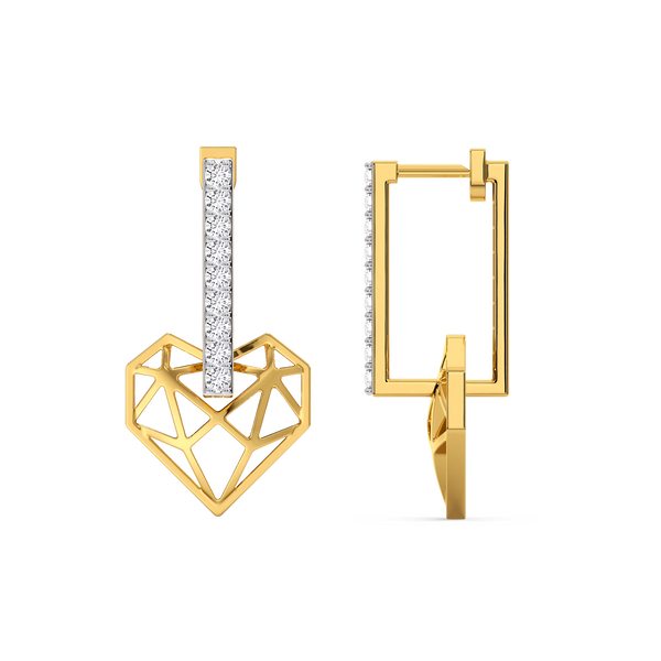 Lab grown diamond gold huggies earrings- Lukson