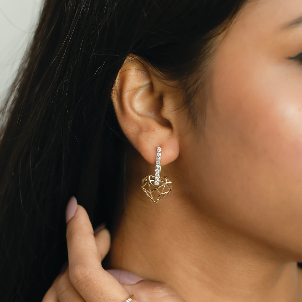 Heart Huggies - 18kt Gold Vermeil Lab Grown Diamond Earrings