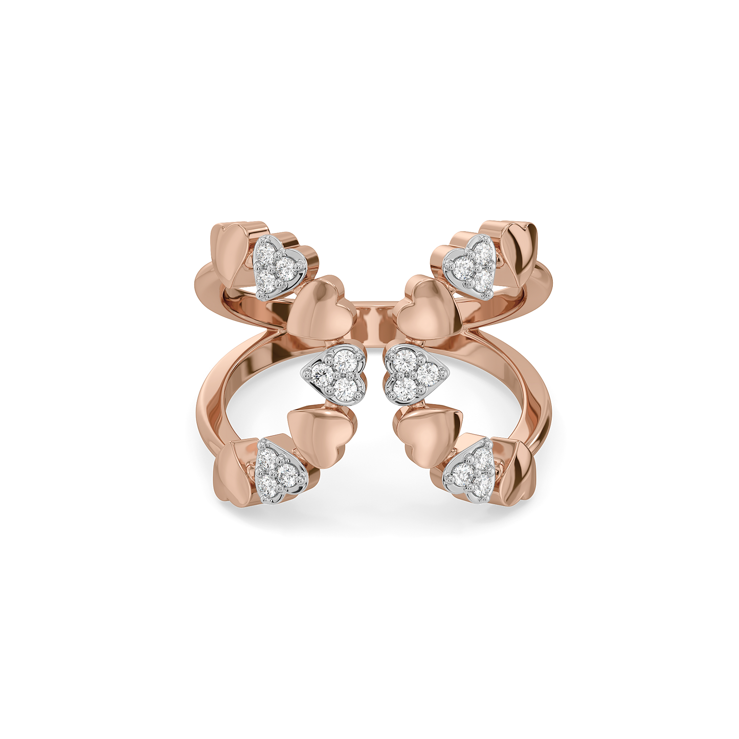 Heart's Aflutter Open Top Ring-18kt Rose Gold Vermeil Lab Grown Diamond Ring
