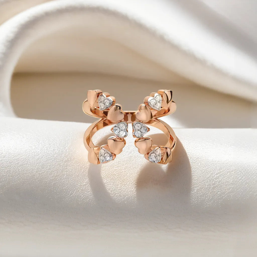 Heart's Aflutter Open Top Ring-18kt Rose Gold Vermeil Lab Grown Diamond Ring