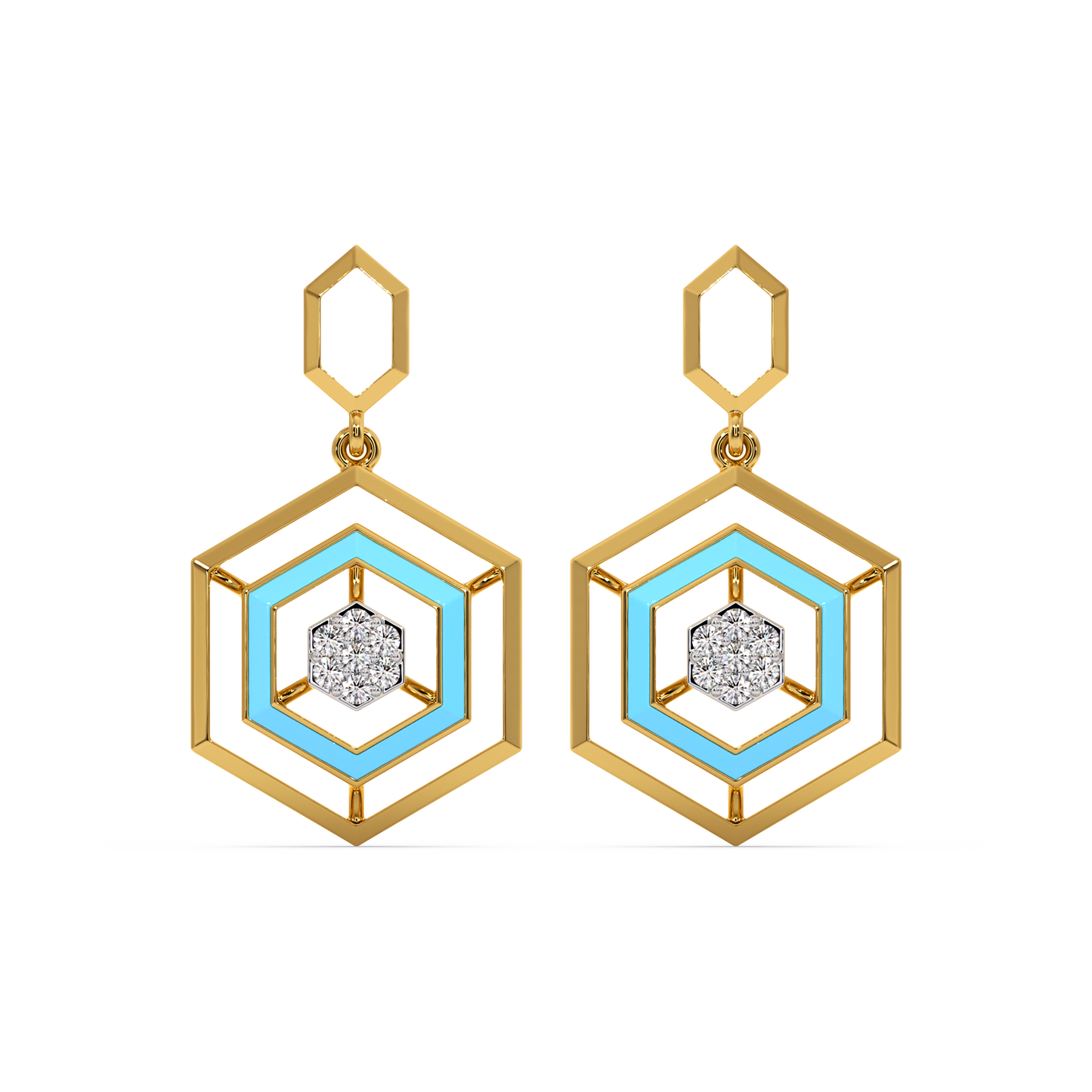 Hexa Glam Drops - 18kt Gold Vermeil Lab Grown Diamond Earrings