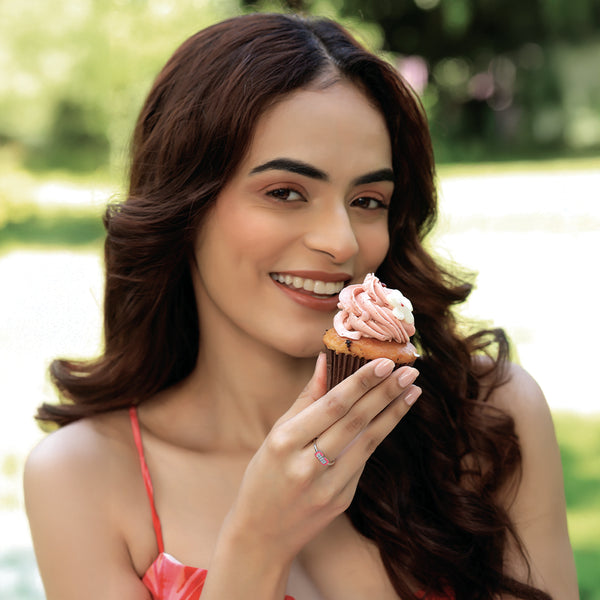 Lukson Hot Blush Pink Fashion 925 Sterling Silver Lab Grown Diamond Ring for Women