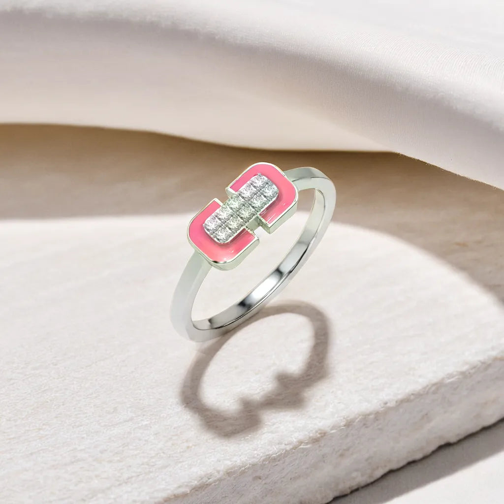 Hot Blush Pink Fashion Ring-925 Sterling Silver Lab Grown Diamond Ring