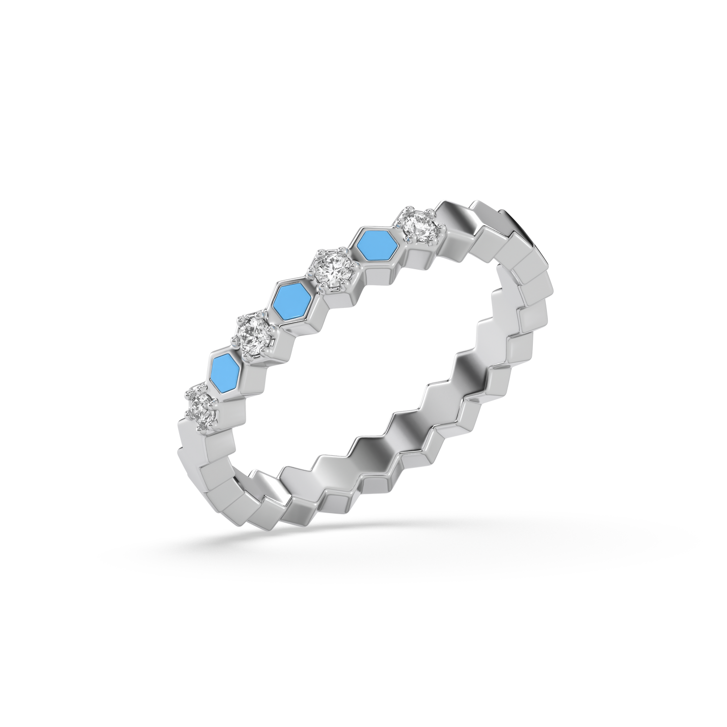 Icy Blue Band Ring-925 Sterling Silver Lab Grown Diamond Ring