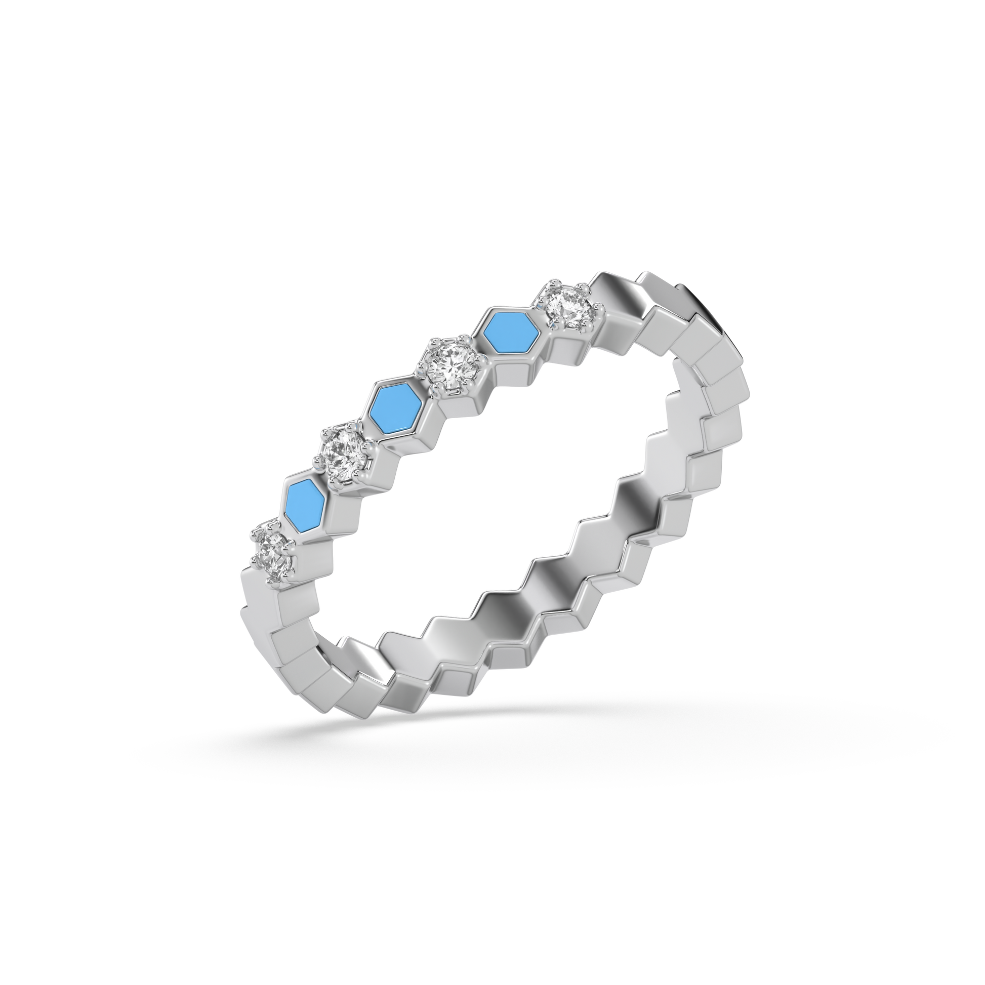 Icy Blue Band Ring-925 Sterling Silver Lab Grown Diamond Ring