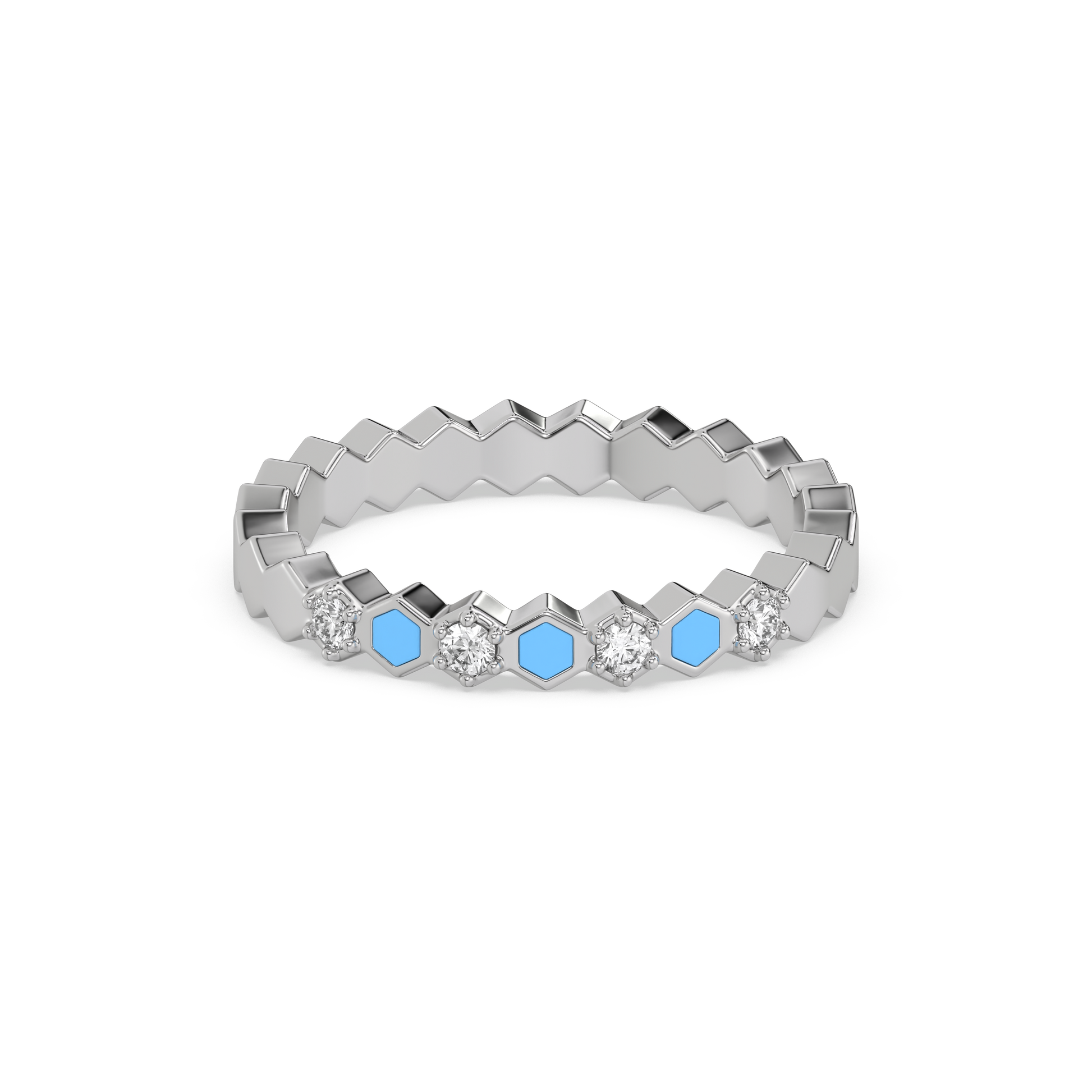 Icy Blue Band Ring-925 Sterling Silver Lab Grown Diamond Ring