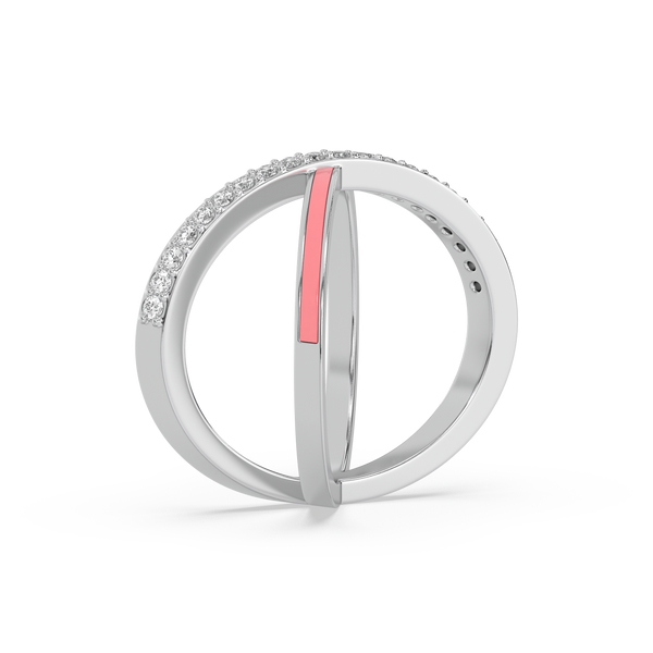 Beauty Of Connection Lab Grown Diamond Pink Enamel Ring Online - Lukson