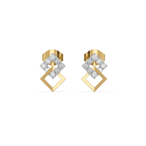 Buy Mini Squares Pure 14k Gold Lab Grown Diamond Earrings for Women - Lukson