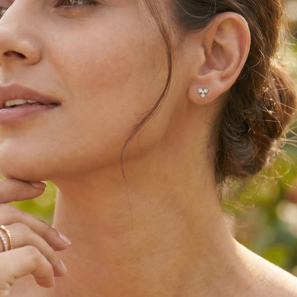 Tri-Shine - Pure Gold Lab Diamond Stud Earrings