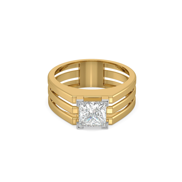 Layered Strength – Pure Gold Lab-Grown Diamond Men's Ring