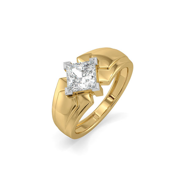 Sharp Square – Pure Gold Lab-Grown Diamond Men's Ring