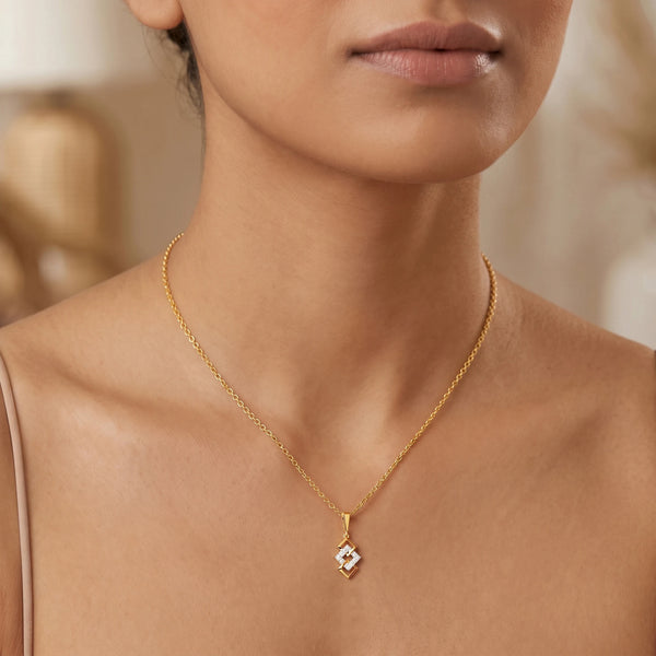 Mini Squares - Pure Gold Lab Diamond Pendant