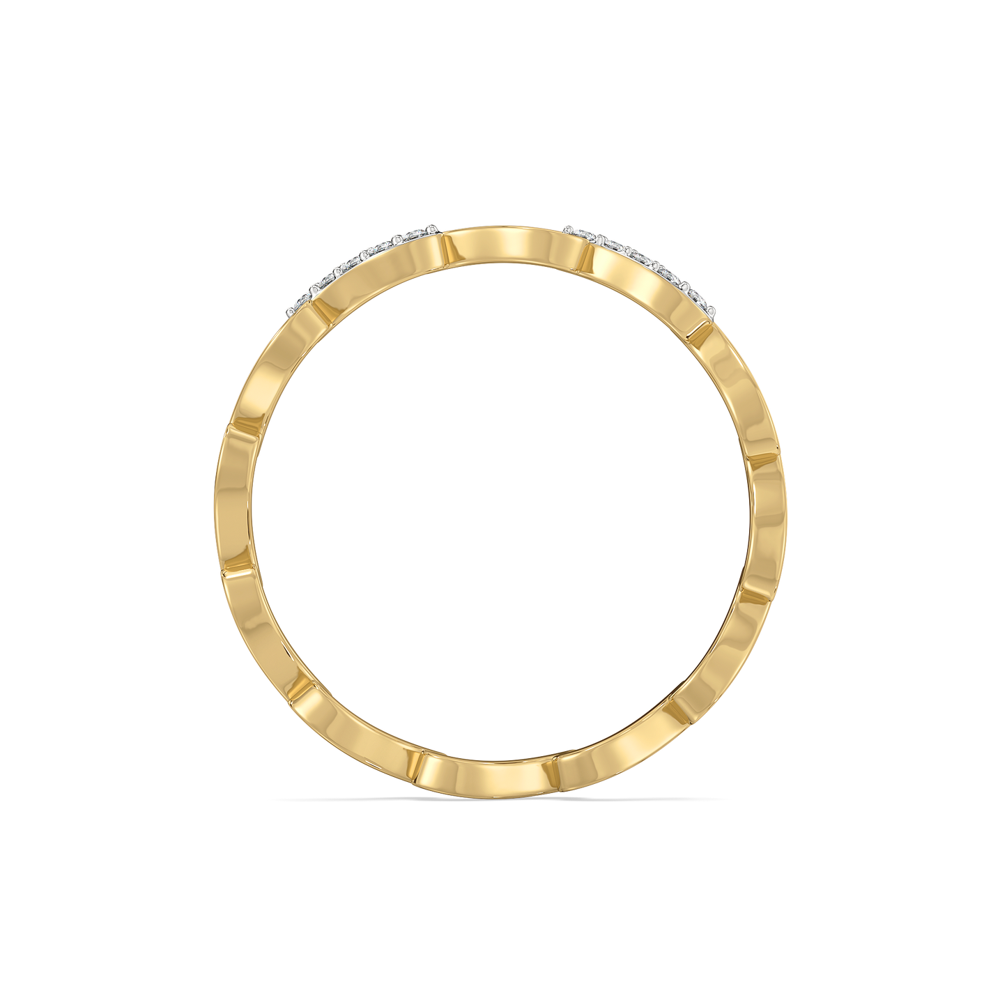 Wave Curve - Pure Gold Lab Diamond Band Ring
