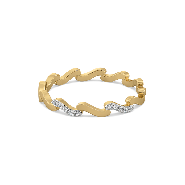 Buy Wave Curve Pure 14k Gold Lab Grown Diamond Band Ring for Women - Lukson