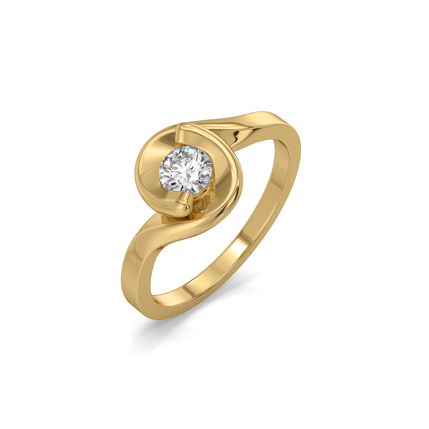 Soft Ray Solitaire - Pure Gold Lab Diamond Ring