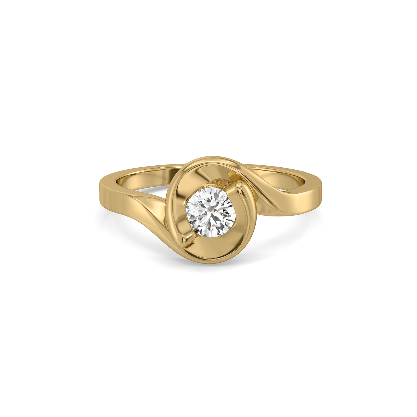 Soft Ray Solitaire - Pure Gold Lab Diamond Ring