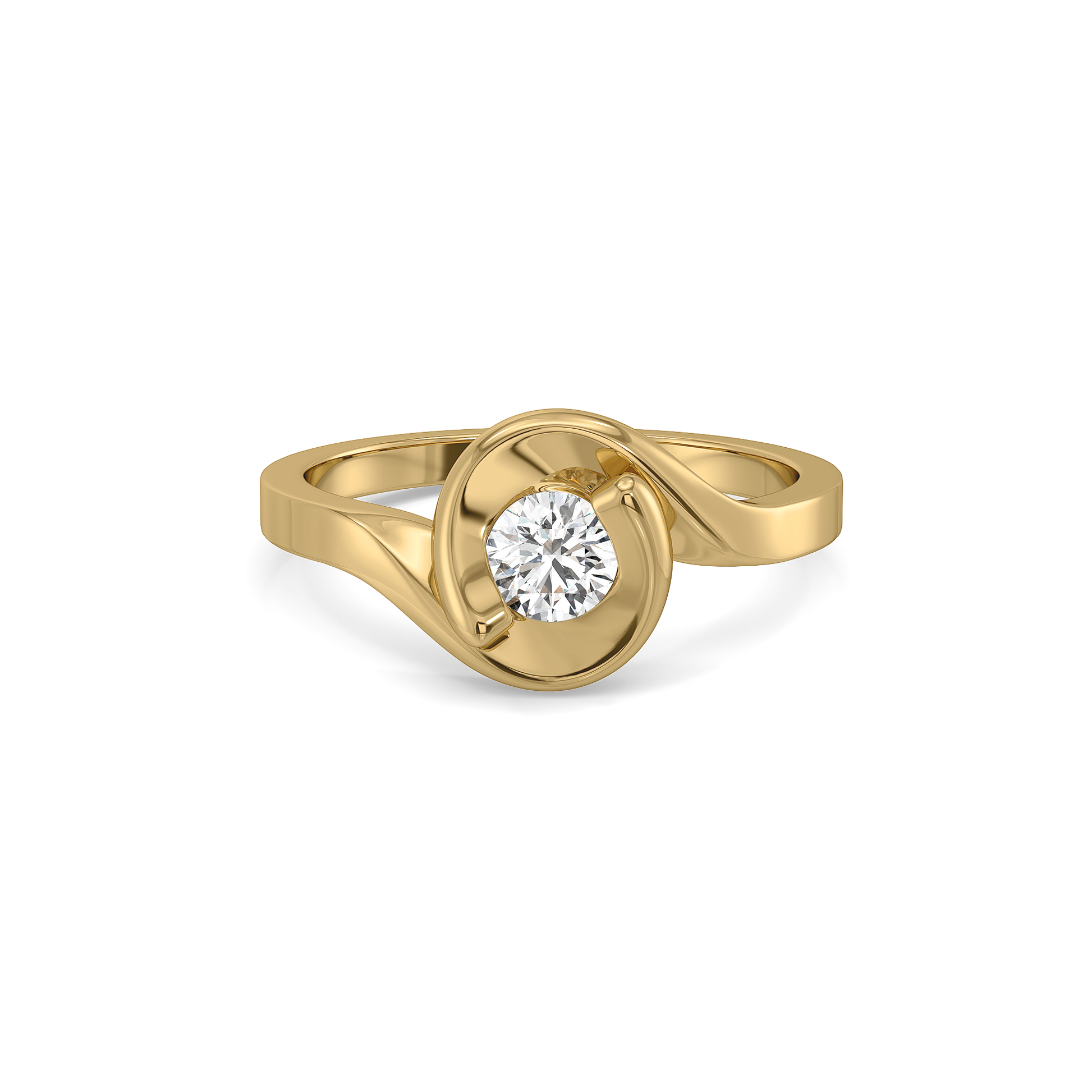 Soft Ray Solitaire - Pure Gold Lab Diamond Ring