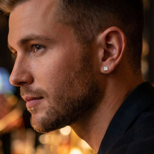 Cross Axis - Lab Diamond Men's Stud Earrings