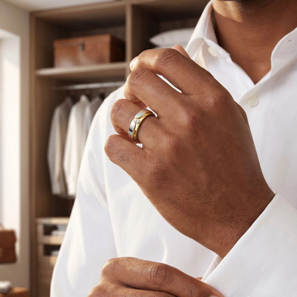 Curved Crest - Lab Diamond Men's Ring