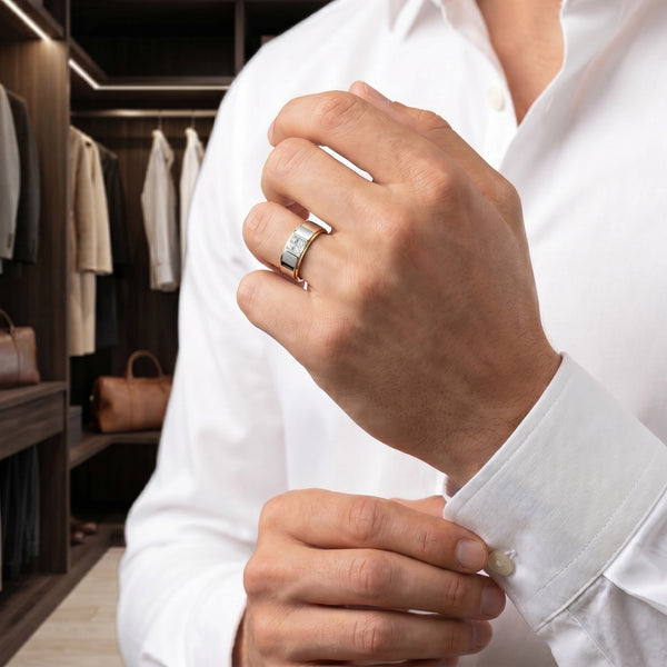 Square Crest - Lab Diamond Men's Ring