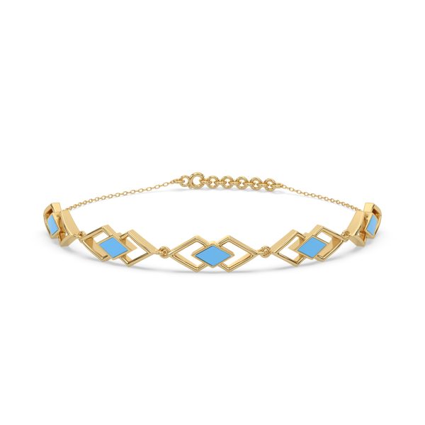 Icy Blue Enamel Geometric - Lab Grown Diamond Bracelet Online - Lukson