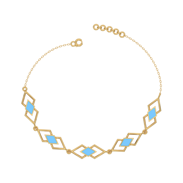 Icy Blue Enamel Geometric - Lab Grown Diamond Bracelet - Lukson
