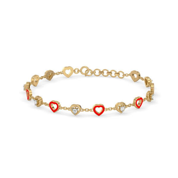 Red Heart - Lab Grown Diamond Station Bracelet - Lukson