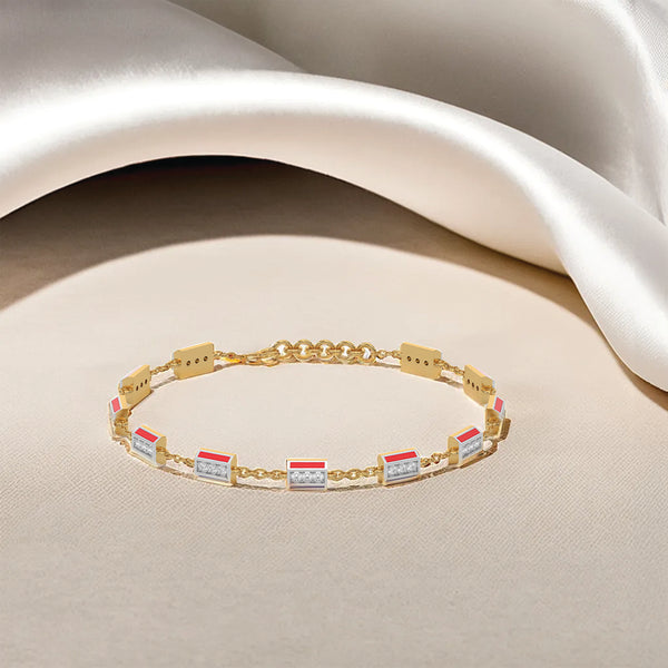 Red Enamel Accent - Lab Grown Diamond Chrome Bracelet Online - Lukson
