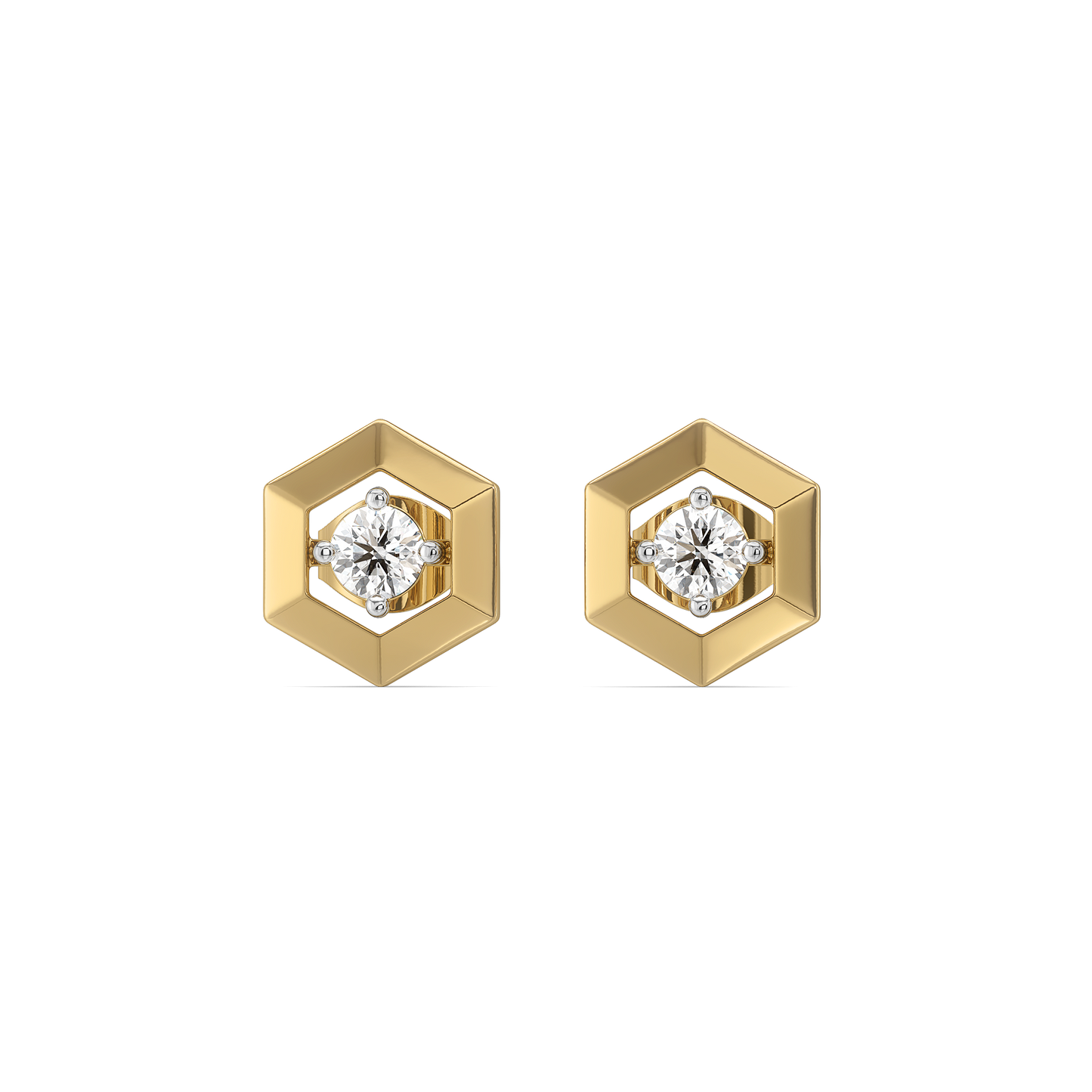 Hexa Solitaire - Lab Diamond Stud Earrings