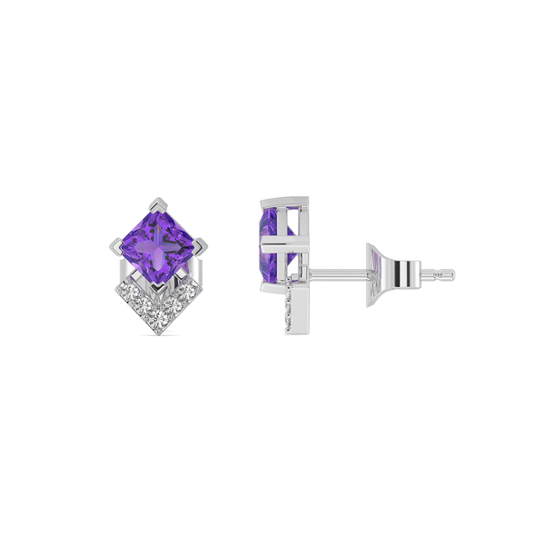 Lukson Regal Amethyst 925 Sterling Lab Grown DiamondEarrings for Women