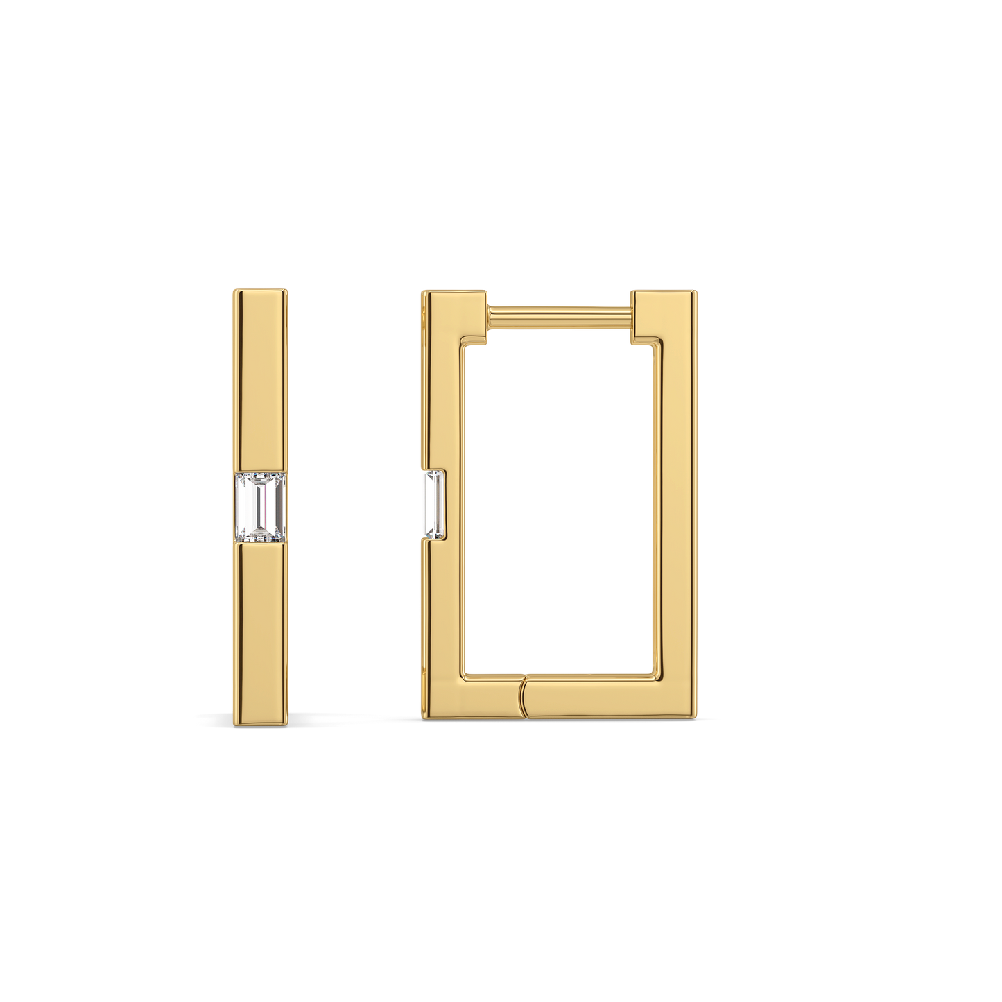 Modern Baguette Hoop - Lab Diamond Earrings