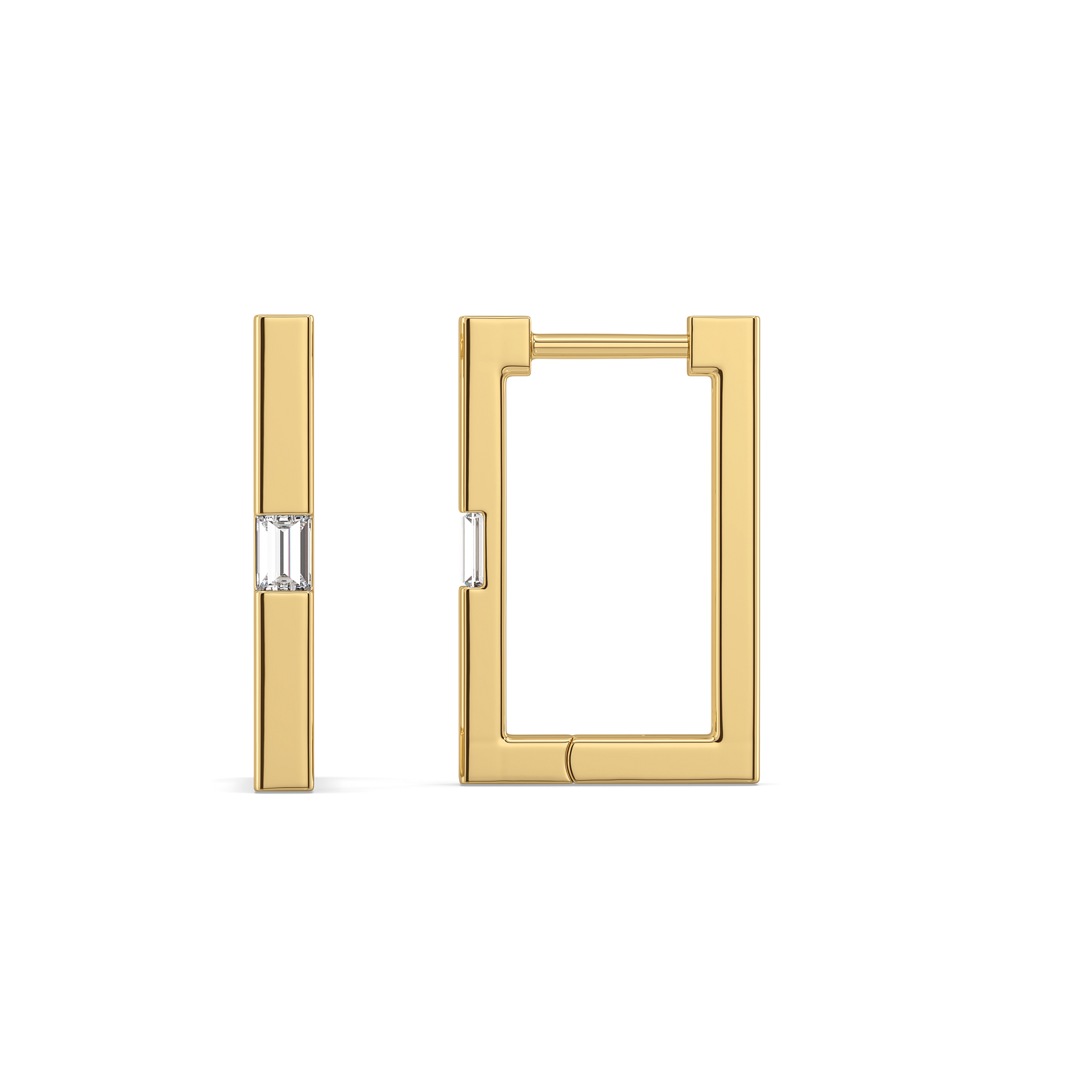 Modern Baguette Hoop - Lab Diamond Earrings