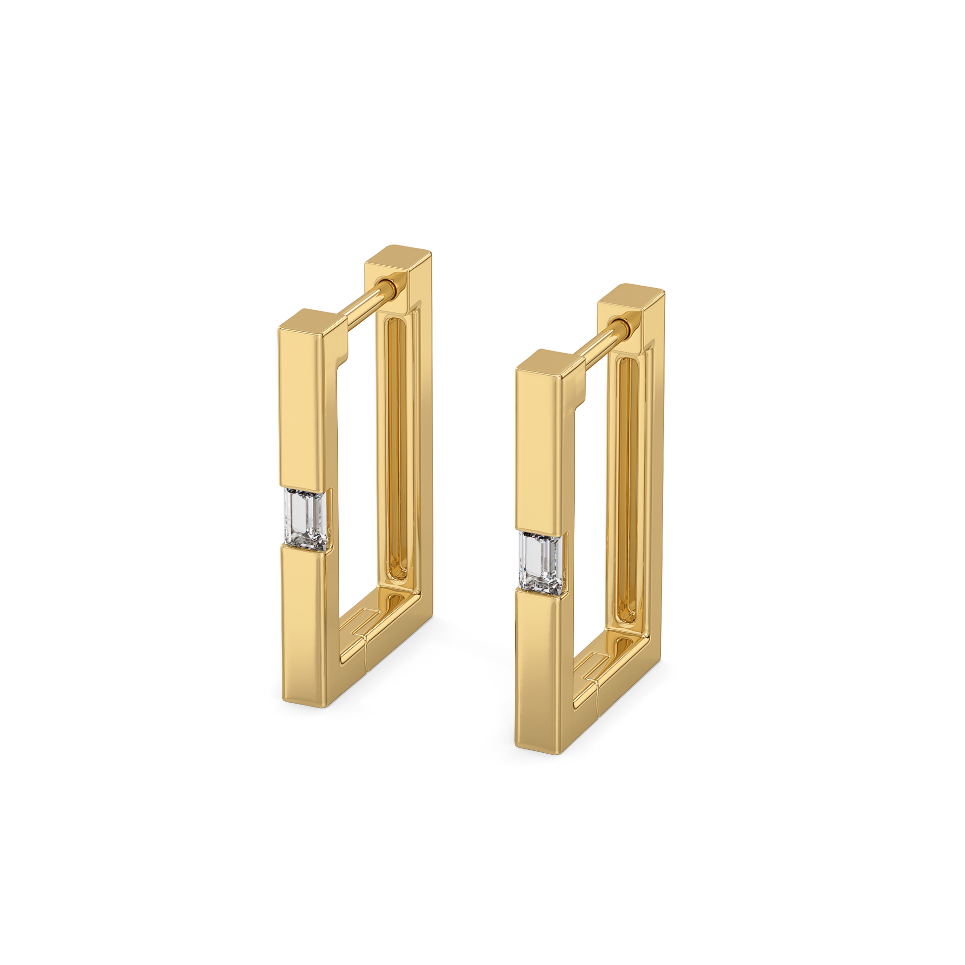 Modern Baguette Hoop - Lab Diamond Earrings