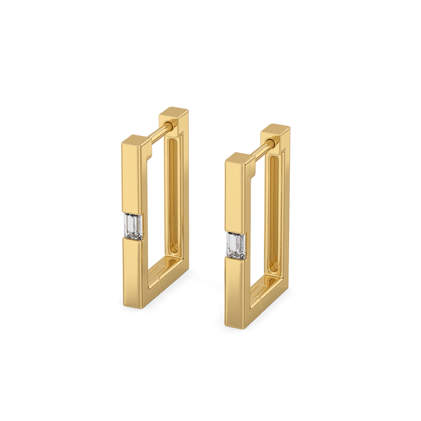 Lukson Modern Baguette Hoop Lab Diamond Earrings for Women