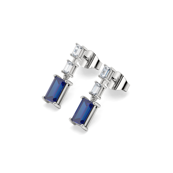 Blue Brilliance Drop Lab Grown Diamond Earrings for Women - Lukson