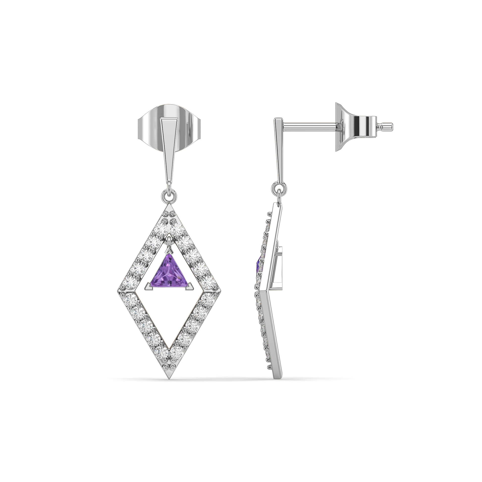 Ultra Violet Glow - Lab Diamond Drop Earrings