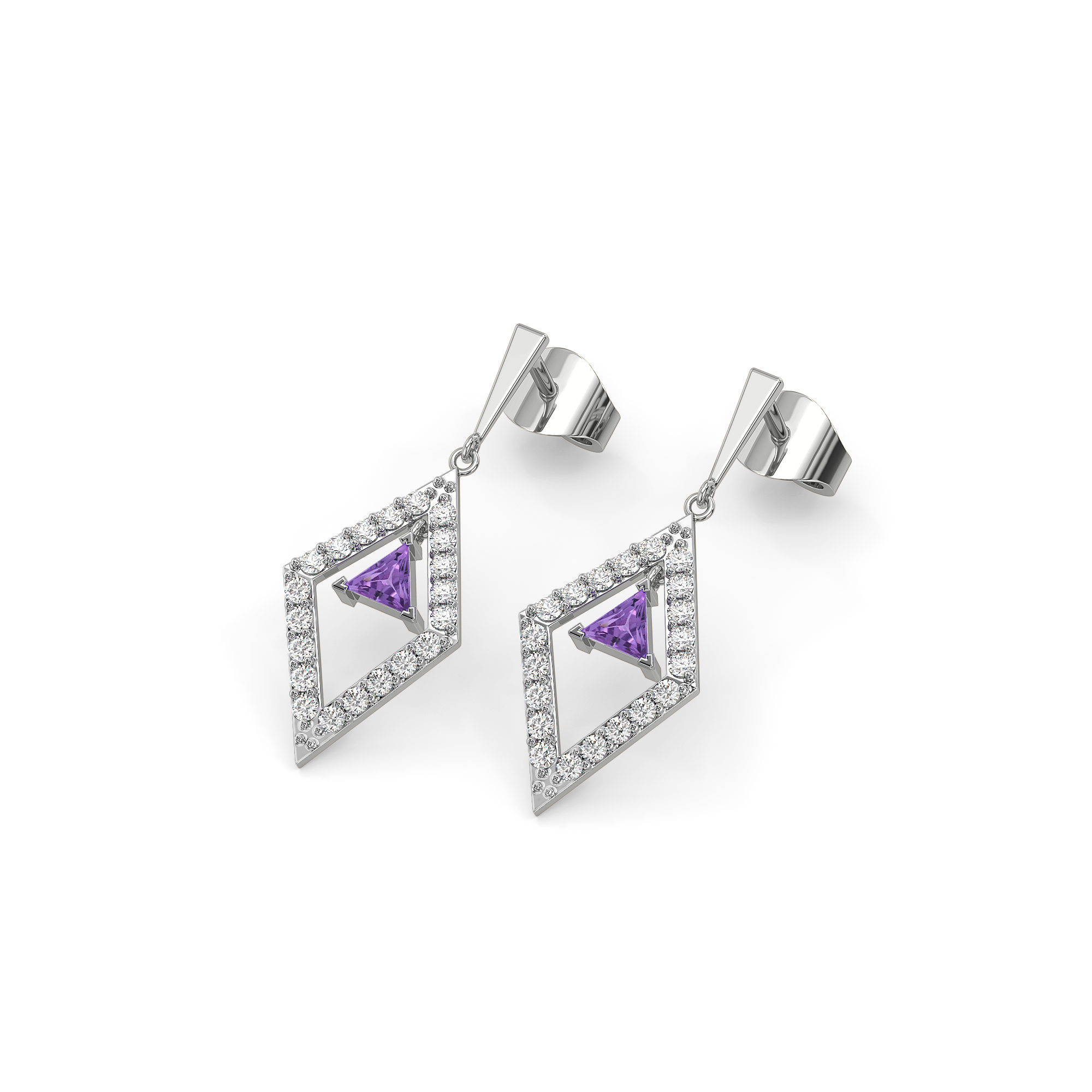 Ultra Violet Glow - Lab Diamond Drop Earrings