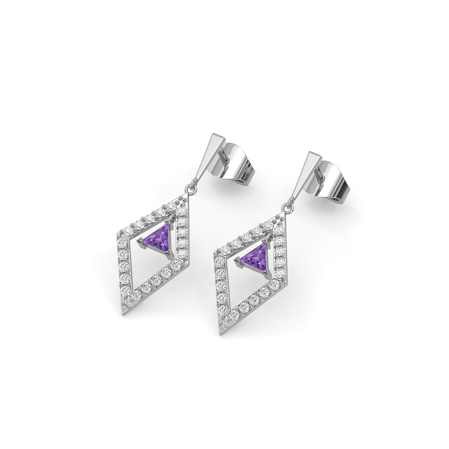 Ultra Violet Glow - Lab Diamond Drop Earrings