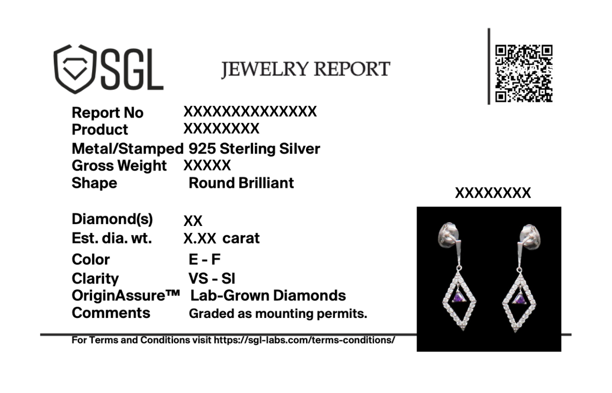 Lukson lab grown diamond violet glow drop earring