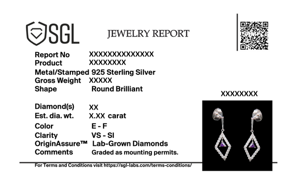 Lukson lab grown diamond violet glow drop earring