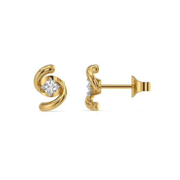 Twist of Light - Pure Gold Lab Diamond Stud Earrings