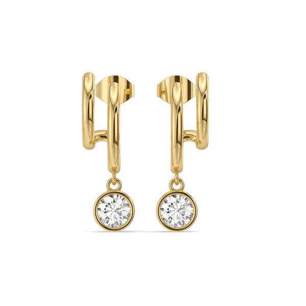 Draped in Gold Swing - Pure Gold Lab Diamond Hoop Earrings