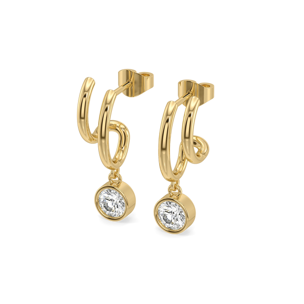 Draped in Gold Swing - Pure Gold Lab Diamond Hoop Earrings