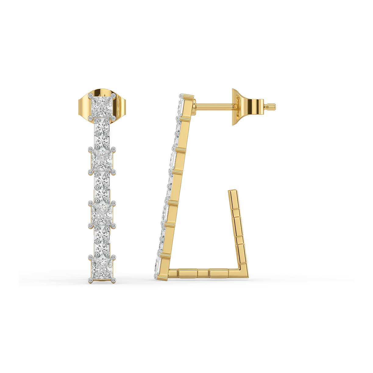 Princess Pathway Hoop - Pure Gold Lab Diamond Earrings