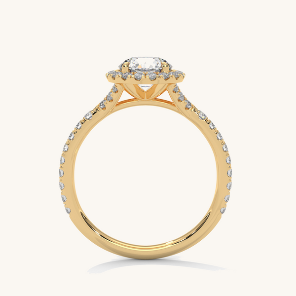 Lukson Halo Glow Gold Lab Grown Diamond Solitaire Ring