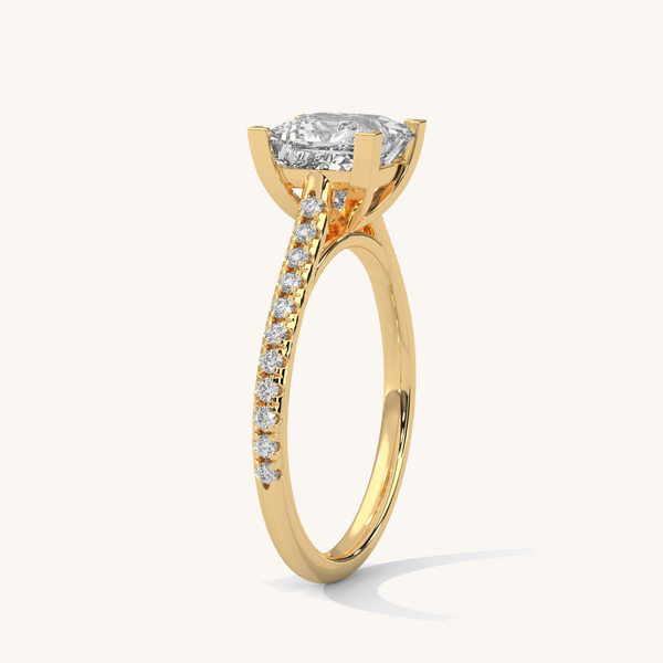Lukson Poised Princess Gold Lab Grown Diamond Solitaire Ring in India