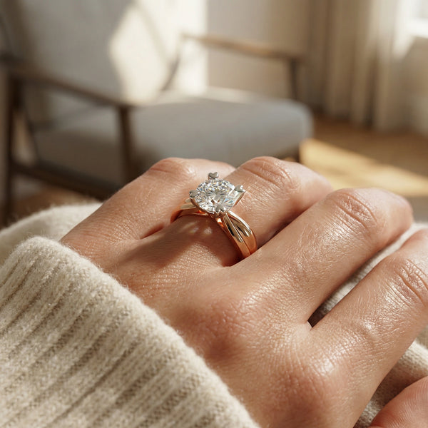Rosé Knot - Pure Gold Lab Diamond Solitaire Ring